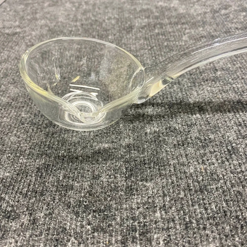 Vintage Hand Blown Clear Glass Gravy Ladle with Pour Spout 12.5 Inch
